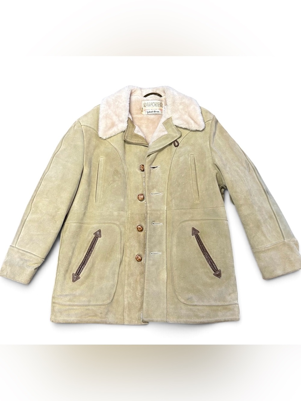 Vintage Schott Bros Shearling Suede Jacket in Light Tan